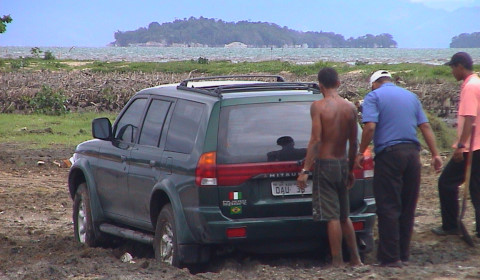 Jeep stuck in the mud